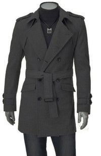 Thumbnail for Men's Double Breasted Jacket Slim Long Trench Coat