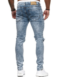 Thumbnail for Men's Fashion Distressed Frayed Slim Fit Jeans
