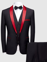 Thumbnail for Men's Slim Red Trim Business Three Piece Suit