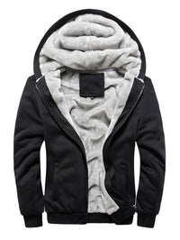 Thumbnail for Men’s Full Size Color Contrast Fleece Lined Zip-Up Hoodie