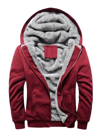 Men’s Full Size Color Contrast Fleece Lined Zip-Up Hoodie