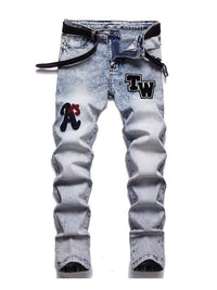 Thumbnail for Patch Work Slim-Fit Straight Leg Jeans