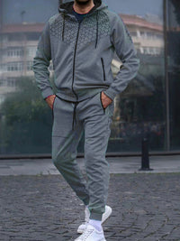 Thumbnail for Men's Performance Zipper Hooded Sweatsuit