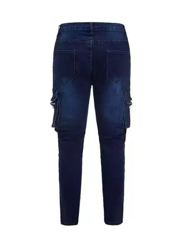 Men's Skinny Fit Cargo Zipper Stretch Jeans