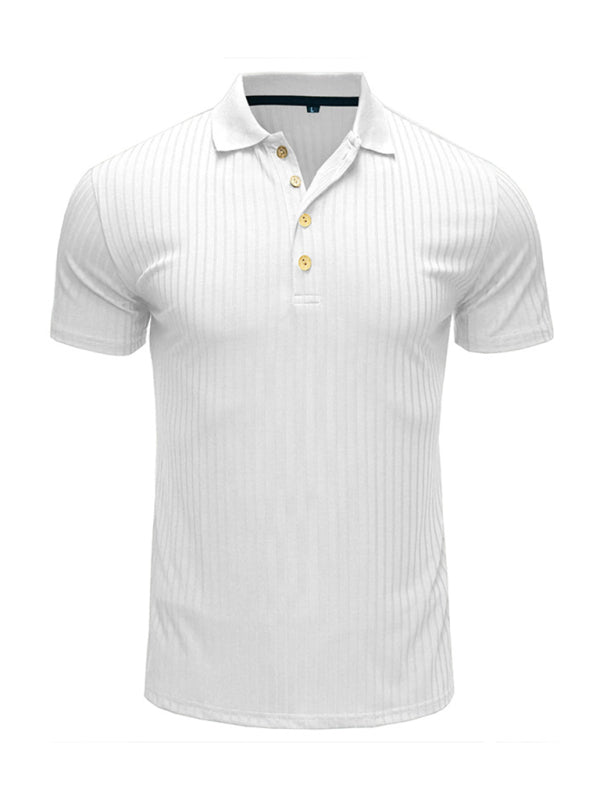 Men's Solid Color Short Sleeve Polo Top