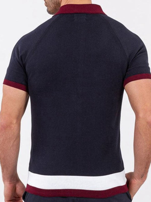 Men's Color Contrast Short Sleeve Button Up Shirt