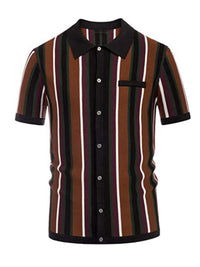 Thumbnail for Men's Color Contrast Stripe Short Sleeve Shirt