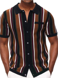 Thumbnail for Men's Color Contrast Stripe Short Sleeve Shirt