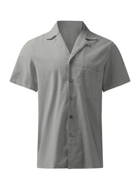Thumbnail for Men's Woven Cotton Blend Loose Lapel Shirt