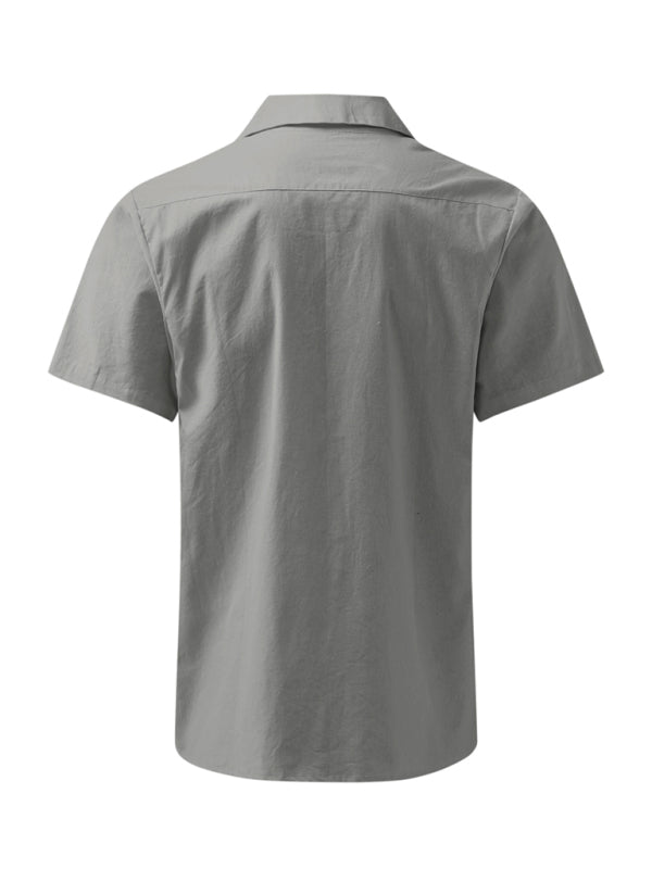 Men's Woven Cotton Blend Loose Lapel Shirt