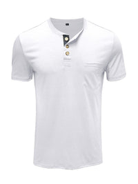 Thumbnail for Solid Color Henley Short Sleeve T-Shirt