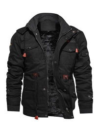 Thumbnail for Men's Mid-Length Loose Stand Collar Hooded Jacket