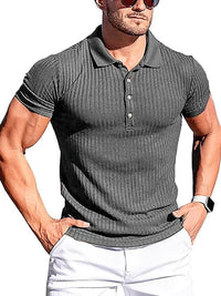 Thumbnail for Men's High Stretch Vertical Stripe Polo Shirt