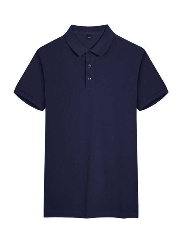 Retro Lapel Loose Knit Casual V Neck Men's Polo Shirt