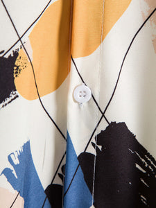 Artistic Print Lapel Slim Fit Button Front Shirt