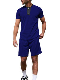 Thumbnail for Men's Color Quarter Zip Short Sleeve  & Shorts
