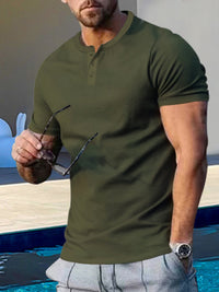 Thumbnail for Full Size Solid Color Regular Fit Henley T-Shirt