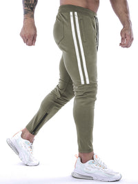 Thumbnail for Contrast Stripe Zip-Up Active Sweatpants