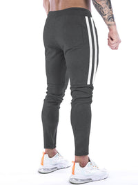 Thumbnail for Contrast Stripe Zip-Up Active Sweatpants