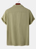 Men's Solid Color Regular Fit Short Sleeve Linen And Cotton Button-Up Shirt