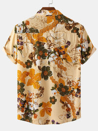 Thumbnail for Men's Floral Print Short Sleeve Button-Up Shirt With Matching Shorts