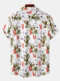 Thumbnail for Men's Floral Print Design Sleeve Beach Vacation Shirt