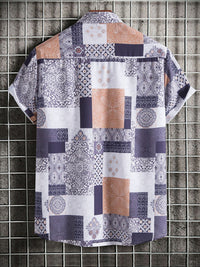 Thumbnail for Men's vintage paisley print short sleeve shirt