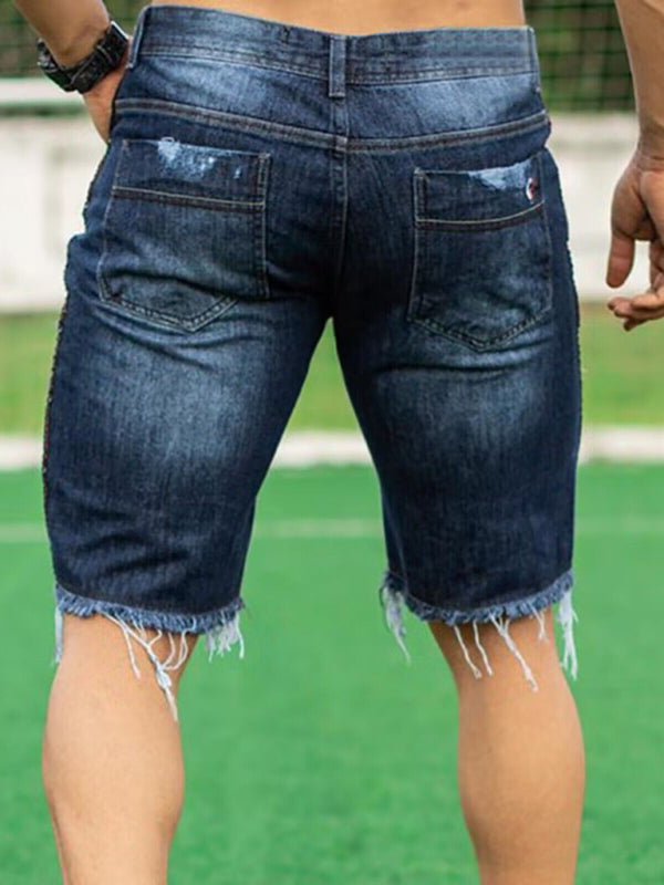 Men's Distressed Frayed Denim Shorts