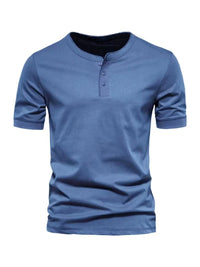 Thumbnail for Men's Slim Fit Henley Crewneck Short Sleeve T-Shirt