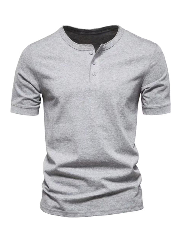 Men's Slim Fit Henley Crewneck Short Sleeve T-Shirt