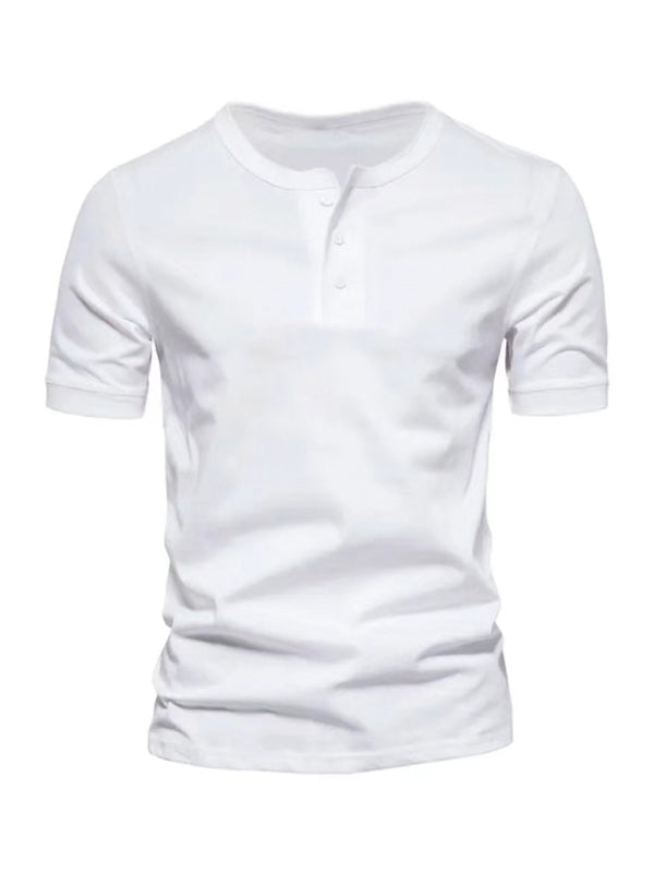 Men's Slim Fit Henley Crewneck Short Sleeve T-Shirt