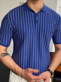 Thumbnail for Men's Pinstripe Polo Shirt