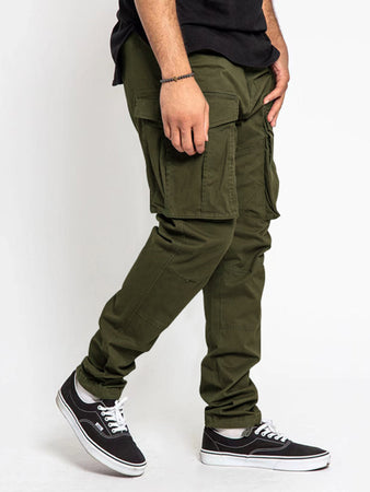 Men's Solid Color Multi-Pocket Casual Cargo Pants