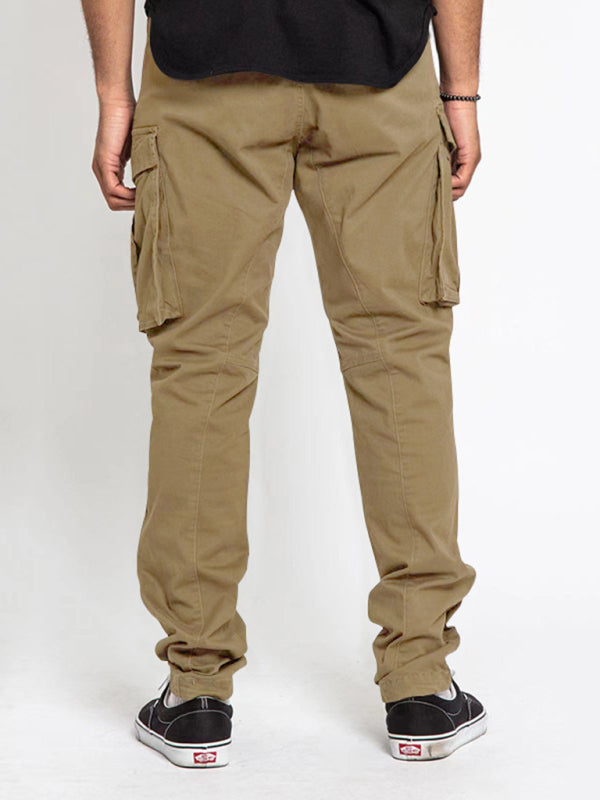 Men's Solid Color Multi-Pocket Casual Cargo Pants