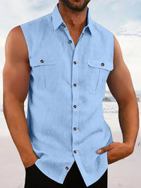 Thumbnail for Men's Solid Color Sleeveless Shirt
