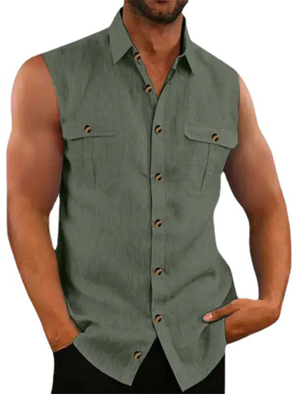 Men's Solid Color Sleeveless Shirt
