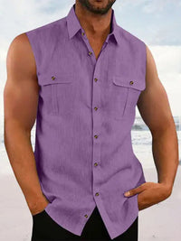 Thumbnail for Men's Solid Color Sleeveless Shirt