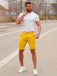 Thumbnail for Men's Skinny Plaid Plus Size Casual Shorts