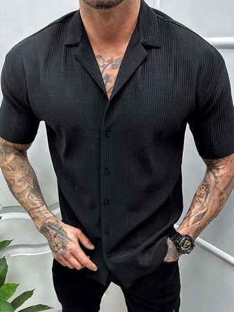 Men's Short Sleeve Casual Button Up Collar Shirt