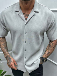 Thumbnail for Men's Short Sleeve Casual Button Up Collar Shirt