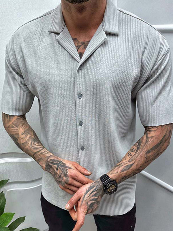 Men's Short Sleeve Casual Button Up Collar Shirt