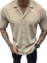Thumbnail for Men's Short Sleeve Casual Button Up Collar Shirt