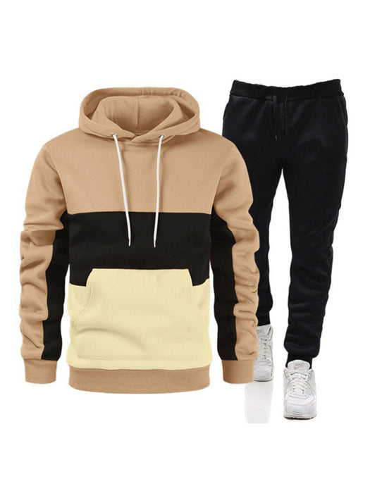 Casual Color Block Hooded Sweatsuit