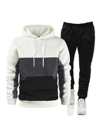Thumbnail for Casual Color Block Hooded Sweatsuit