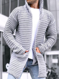 Thumbnail for Men's Stand Collar Knitted Cardigan Sweater