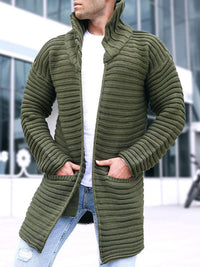 Thumbnail for Men's Stand Collar Knitted Cardigan Sweater
