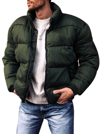 Full Size Men's Stand Collar Puffer Jacket