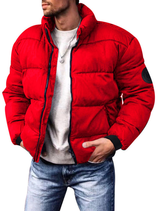 Full Size Men's Stand Collar Puffer Jacket