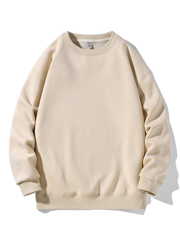 Full Size Men's Solid Color Round Neck Sweatshirt