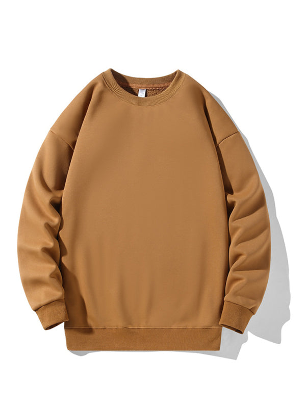 Full Size Men's Solid Color Round Neck Sweatshirt